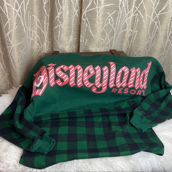 DISNEY DISNEYLAND MICKEY CHRISTMAS XMAS HOLIDAY SPIRIT JERSEY PLAID TARTAN CANDY - Picture 2 of 10